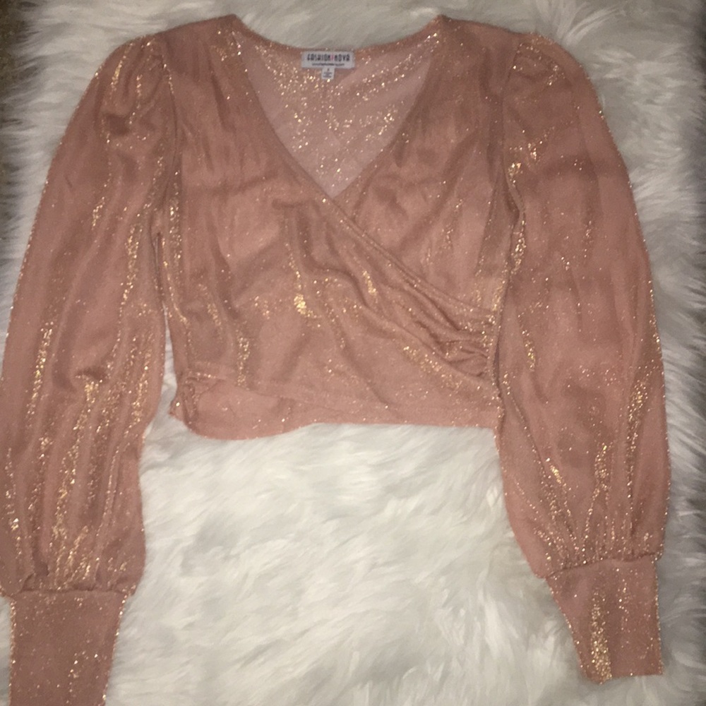 Sparkly long sleeve crop top size S